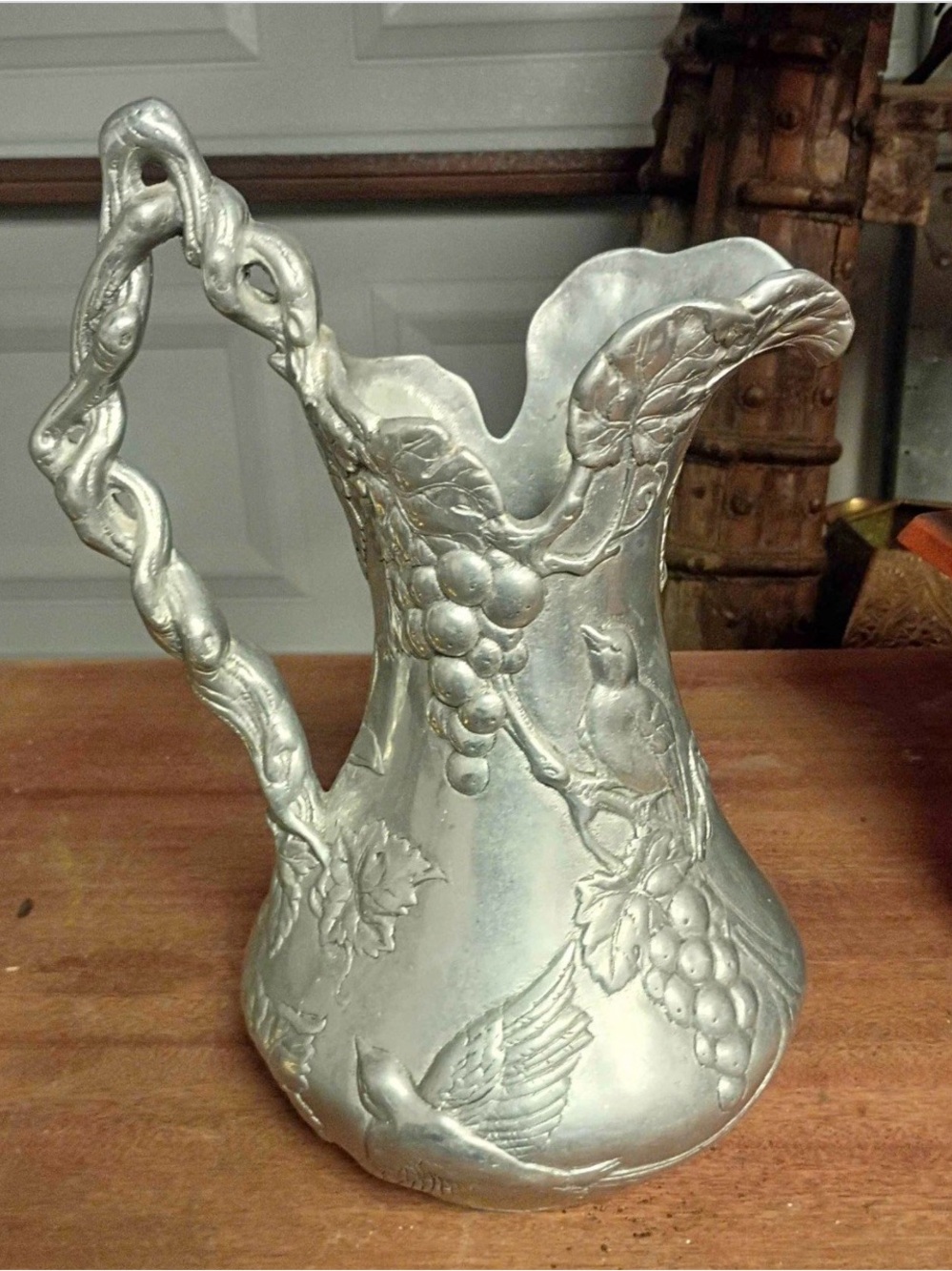 Arthur Court Silver-Tone Bird & Grape Pitcher